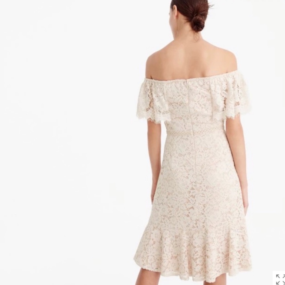 J CREW Off the Shoulder Black Lace Dress Size 2 - Picture 5 of 16